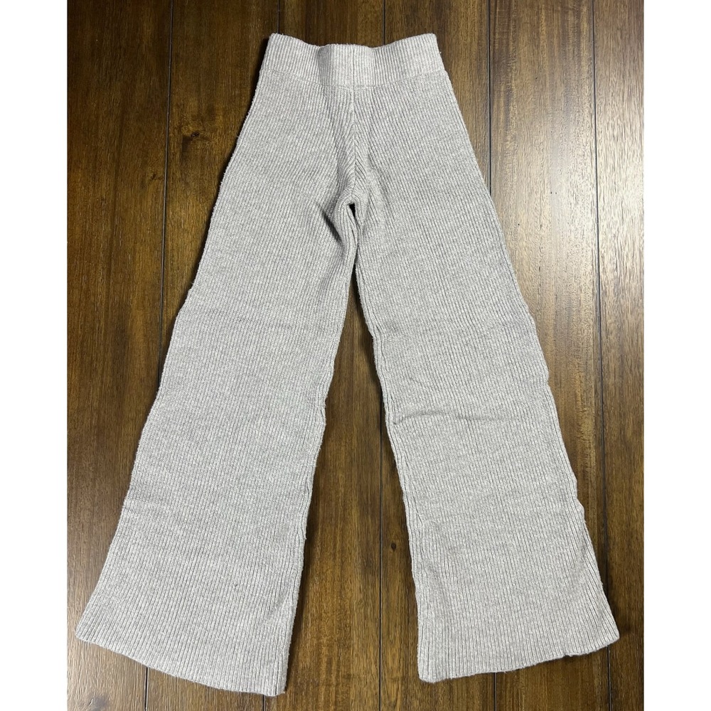 Sincerely Jules Heather Gray Ribbed Knit Wide Leg Pants XS Relaxed Loungewear